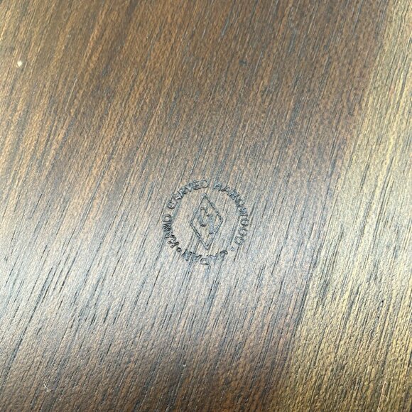 Vintage Kala Wood Hand Rubbed Carved 3 Section Leaf Tray MCM Mid Century Dark - Picture 3 of 10